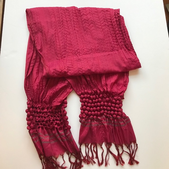 Red Silk Scarf Shawl 80” long - Picture 6 of 6